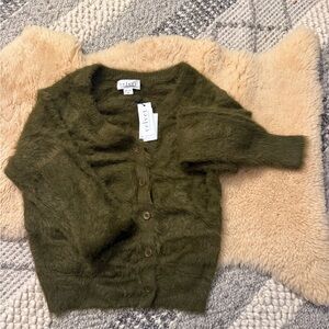 Velvet by Graham & Spencer Olive Green Fuzzy Cardigan